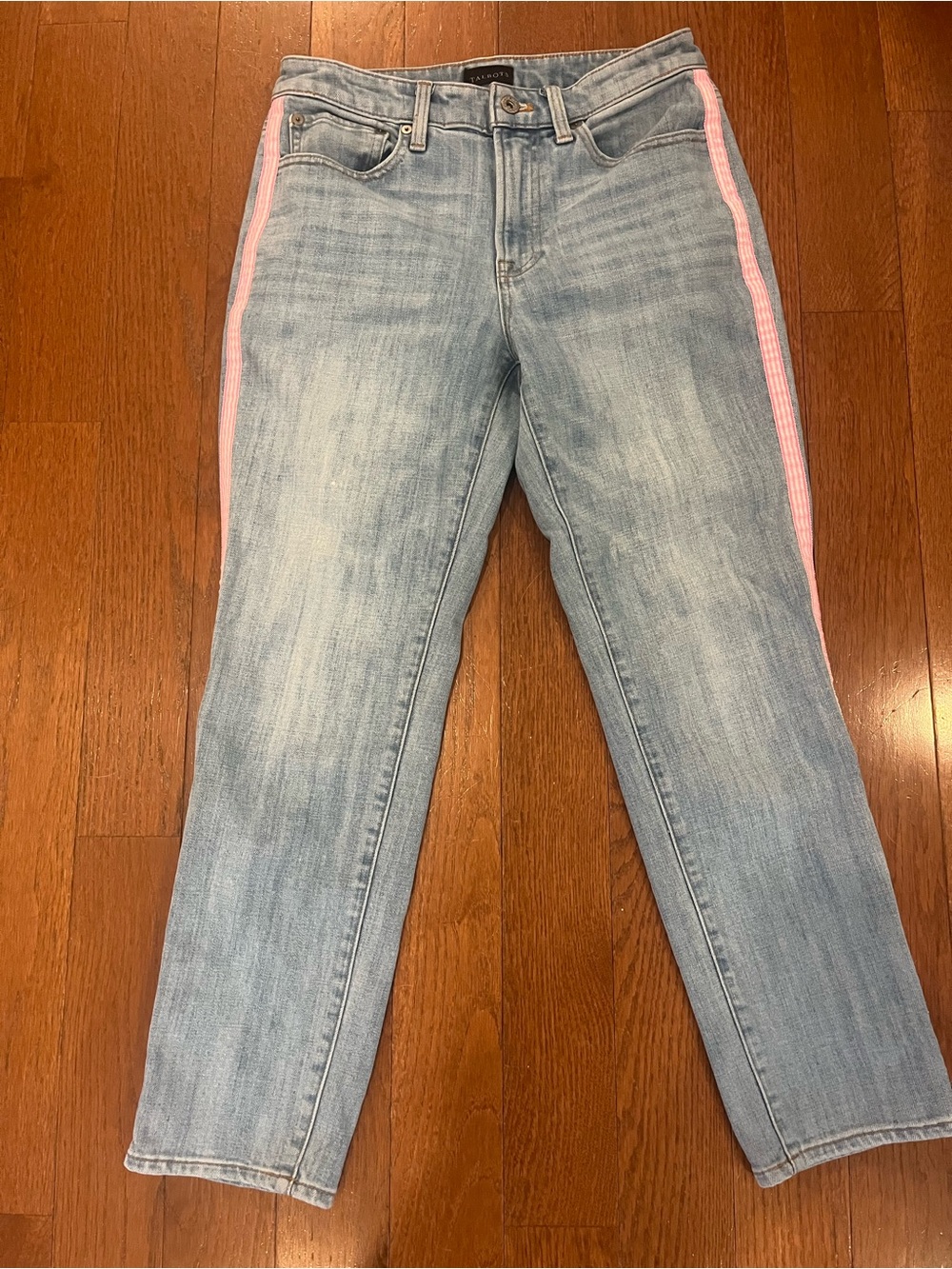 Talbots Light Blue Women's Jeans with Pink Side Stripe, size 2